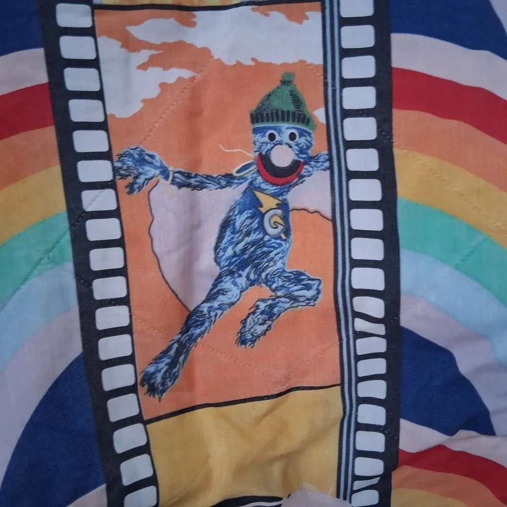Rare Vintage 70s 80s Sesame Street Muppets Rainbow Twin Comforter Super...